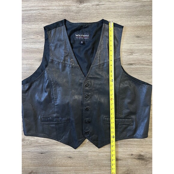 Wilsons Leather Biker Vest XXL Sleeveless Front Motorcycle Vest 5 Button - Picture 5 of 5